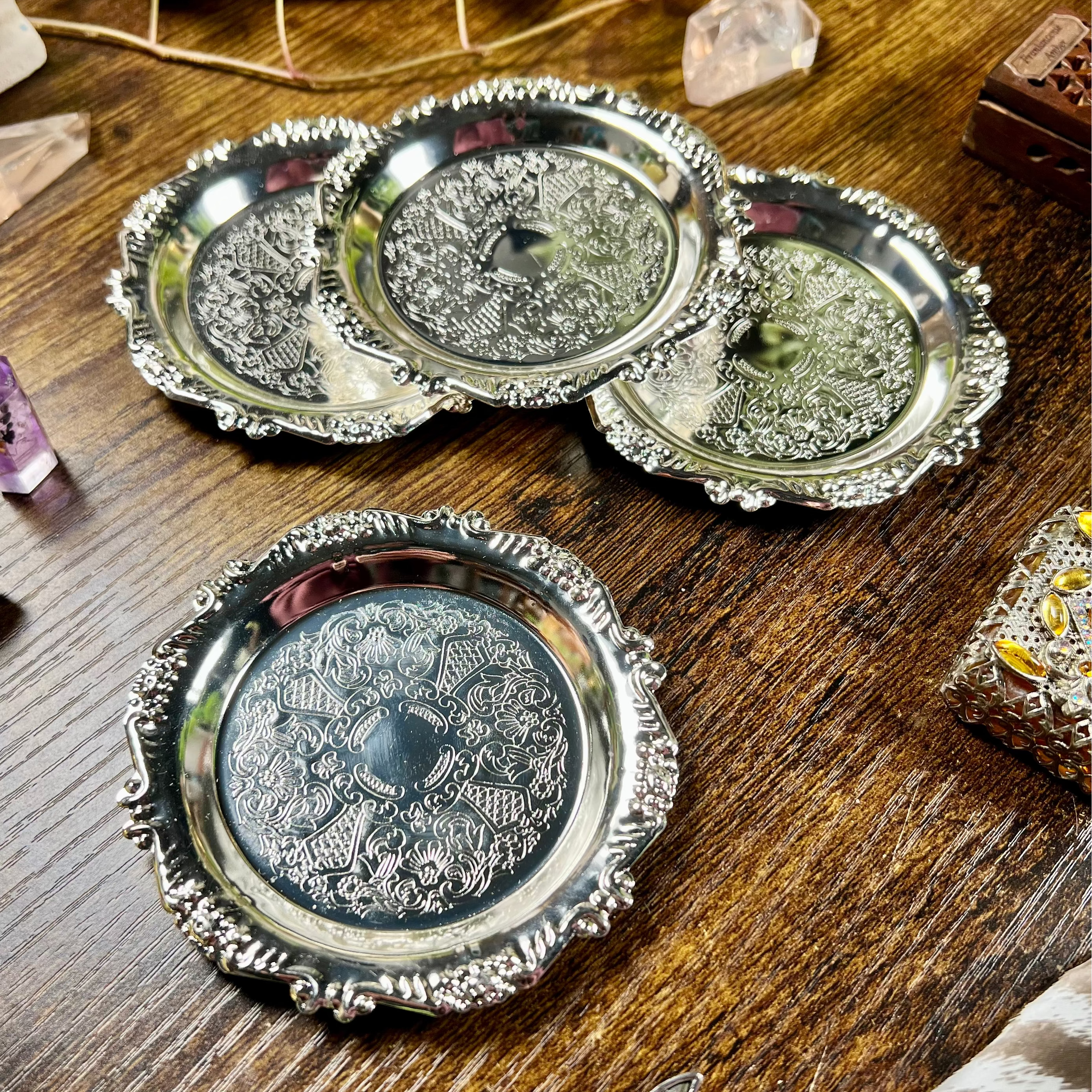 Altar Dish - Ornate Offering & Ritual Tray Silver