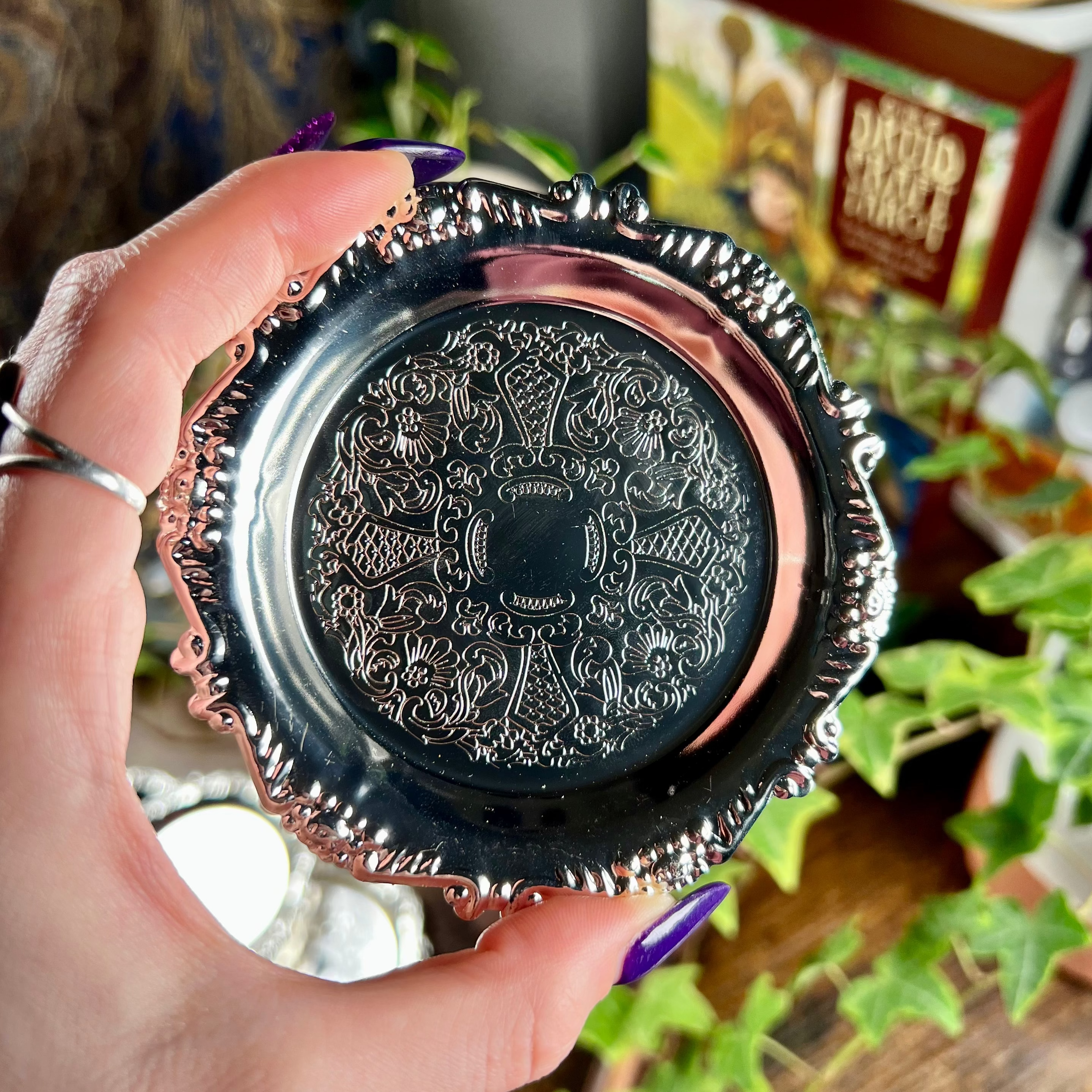 Altar Dish - Ornate Offering & Ritual Tray Silver