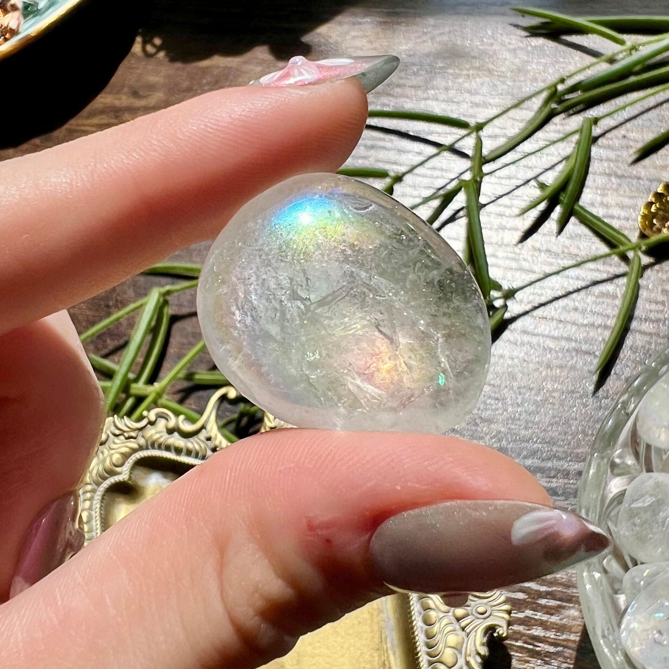 Aura Clear Quartz Tumble