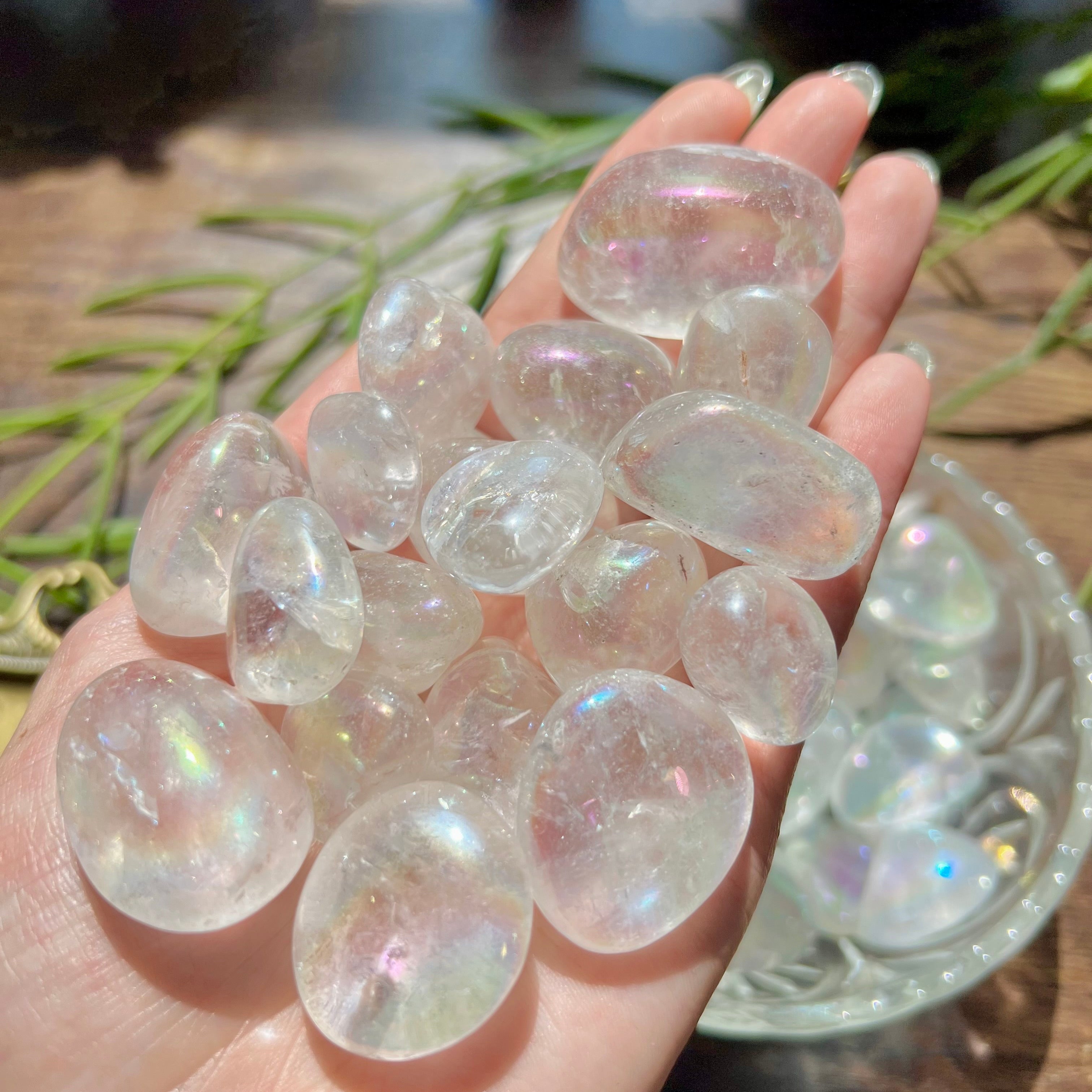 Aura Clear Quartz Tumble